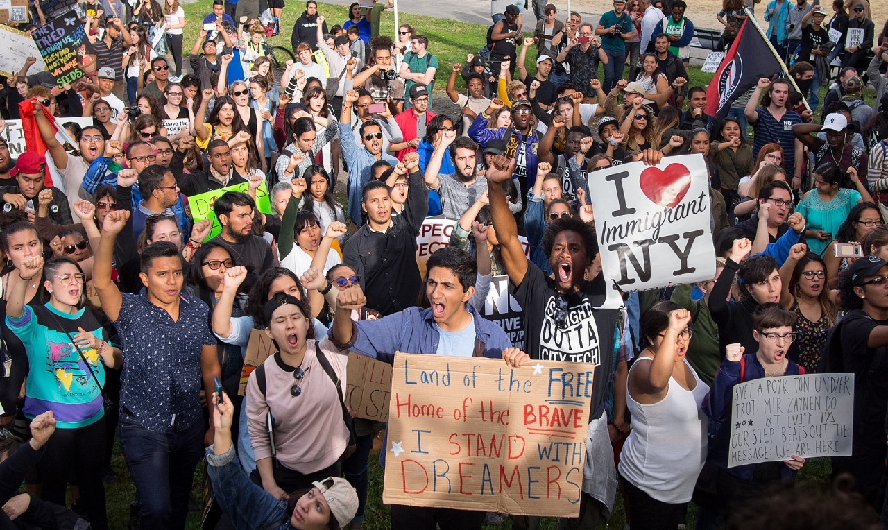 2017년 뉴욕 맨해튼에서 DACA 폐지를 반대하는 시위가 열렸다.[사진=위키미디어 커몬스]