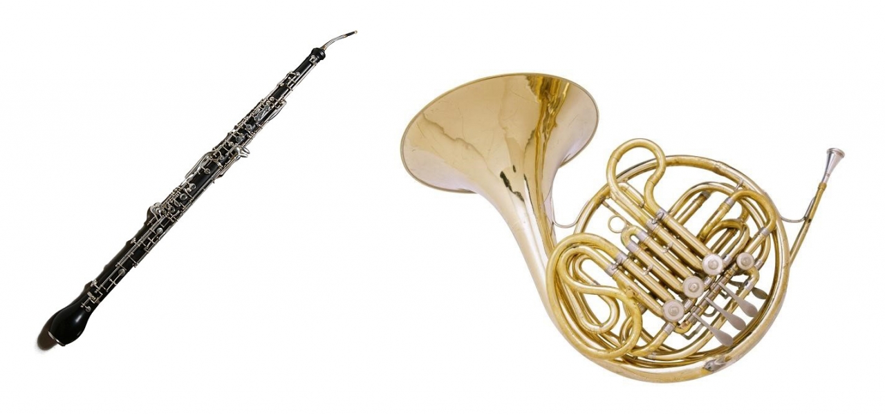 잉글리시 호른(목관악기, 왼쪽)과 프렌치호른(금관악기)