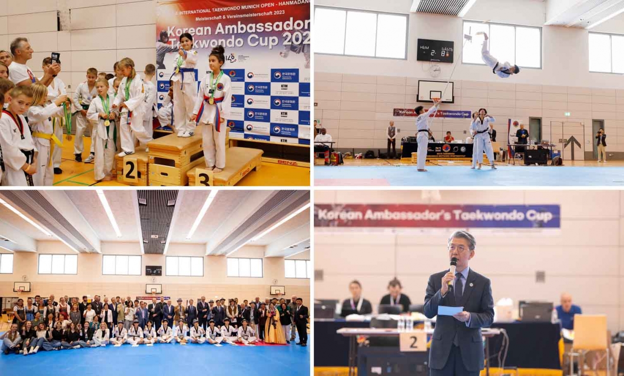 지난 10월 7일 독일 뮌헨에 있는 ‘스포츠파크 프라이함 체육관’에서 주독일한국대사배 태권도대회가 열렸다.[사진=주독일한국대사관]