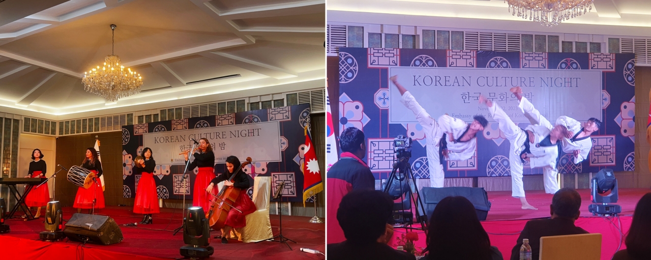 주네팔한국대사관이 지난 11월 22일 네팔 카트만두에 있는 히말라야 호텔에서 ‘2023 한국 문화의 밤’ 행사를 열었다.[사진=주네팔한국대사관]