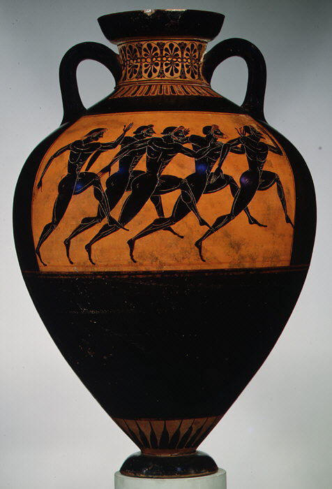 달리는 운동선수들(클레오프라데스 화가의 파나테나이아 암포라, 기원전 500년경) <br>