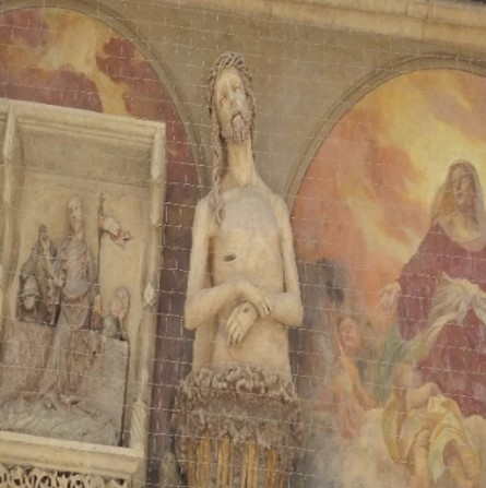 슈테판 성당 벽의 “고뇌하는 치통의 그리스도” 조각상<br>